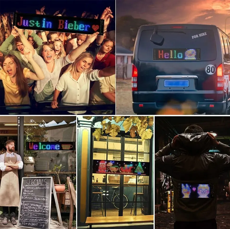 Multi-Use Flexible LED Sign Programmable Scrolling Text & Animation Display with APP-Control