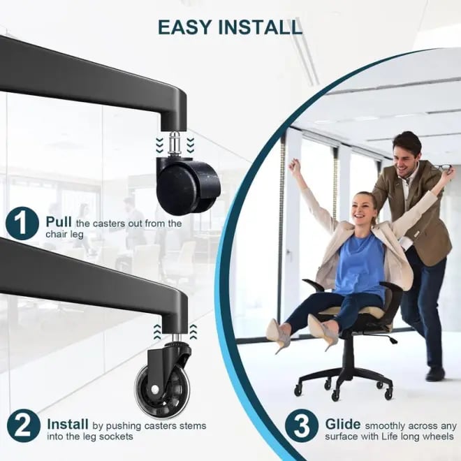 3 Inches Silent and Smooth Rolling Casters.