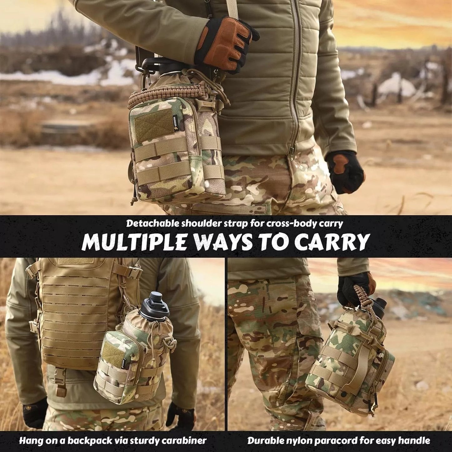 🎖️64oz Portable Cold & Hot Camouflage Tactical Portable Water Bottle– Reusable Drinkware